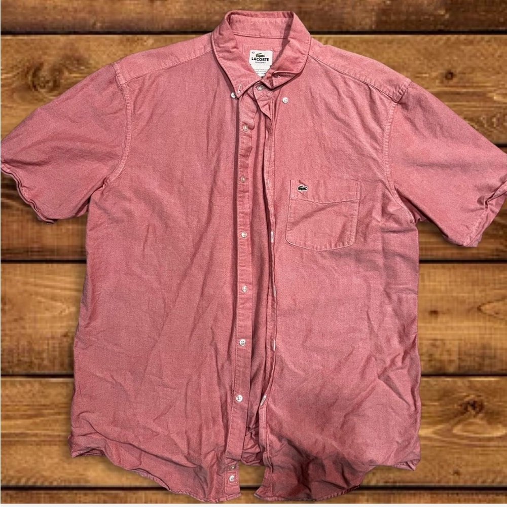 Lacoste Men's Casual Button Down in Pink